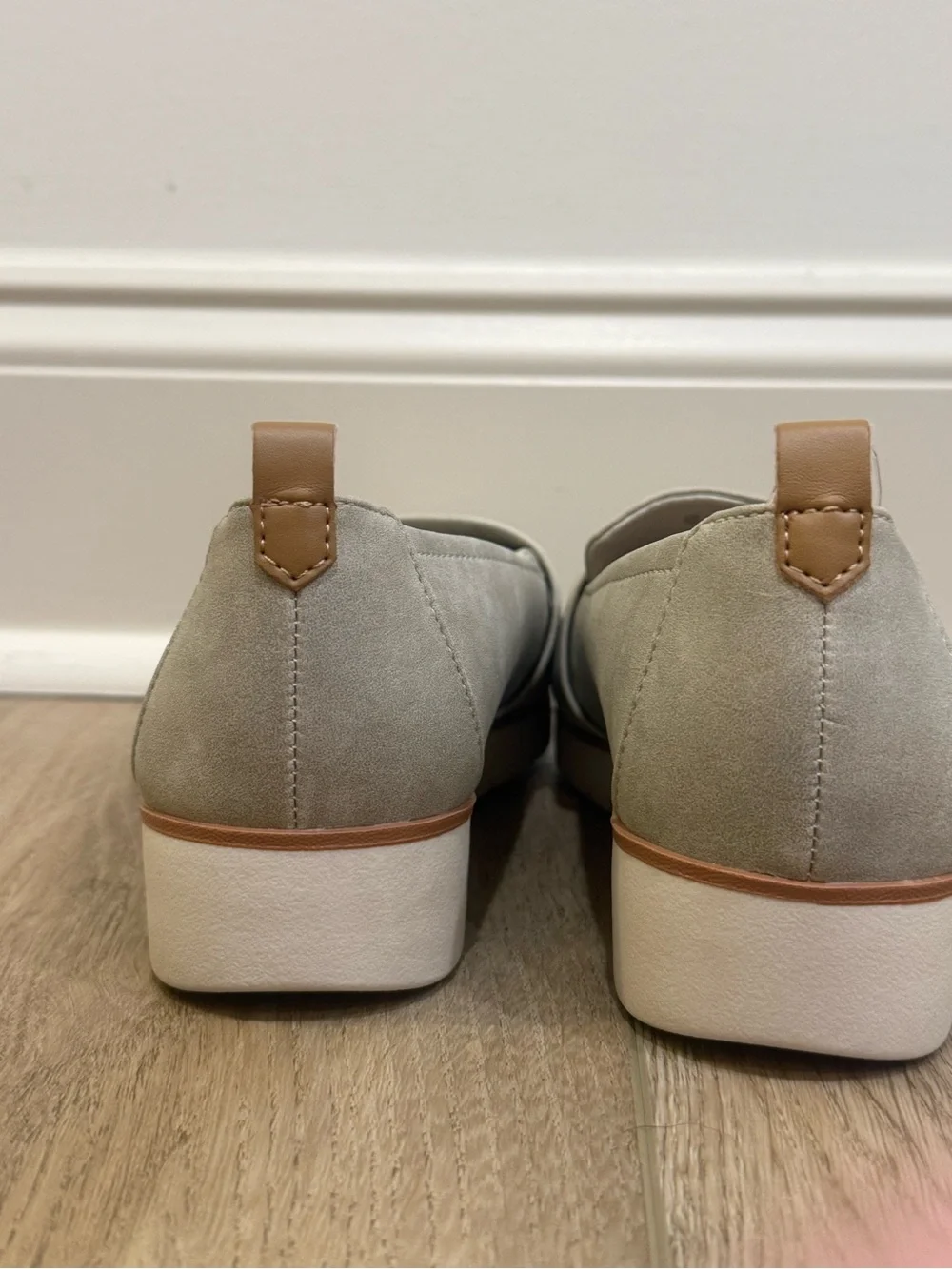 Dr. Scholl's Women's Nice Day Max Platform Wedge Loafers Light Taupe NWOT 7